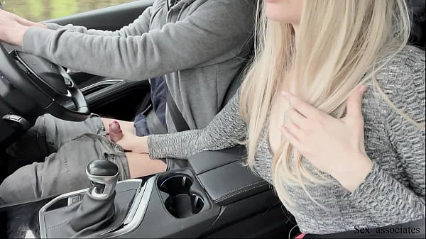 Amazing handjob while driving!! Huge load. Cum eating. Cum play.