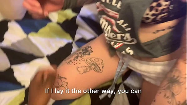 Tattoo slut sucks dick upside down then gets punished fucked