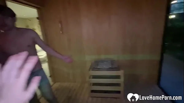 Sucking off a random guy in the sauna