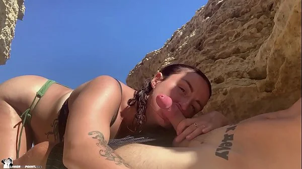 Public Blowjob on the Beach - Cum in Mouth