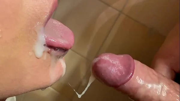 Deep Throad Blow Job with a lot cum in my mouth next he Pee on my Big Tits