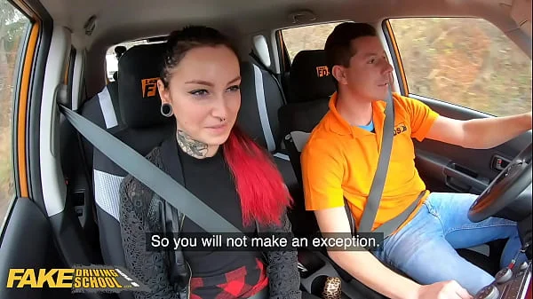 FakeDrivingSchool Tattoo Babe Sharlotte Thorne Smokes Instructors Cock