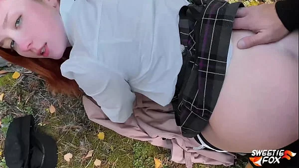 Redhead Student Sucked And Fucked With Classmate To Keep Warm In The Woods