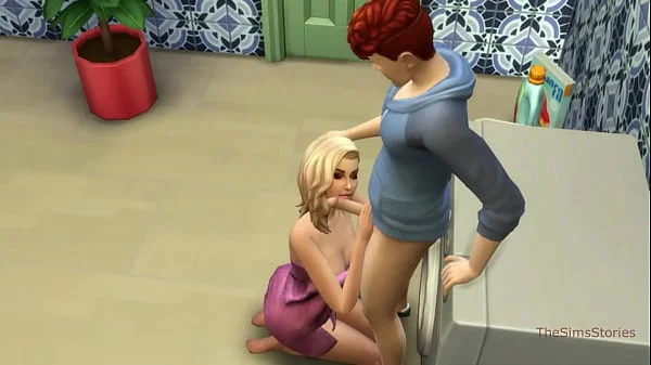 Sims 4, my voice, Seducing milf step mom was fucked on washing machine by her step son