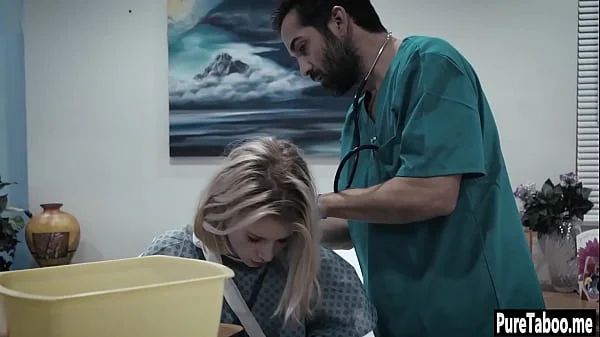 Helpless blonde used by a dirty doctor with huge thing