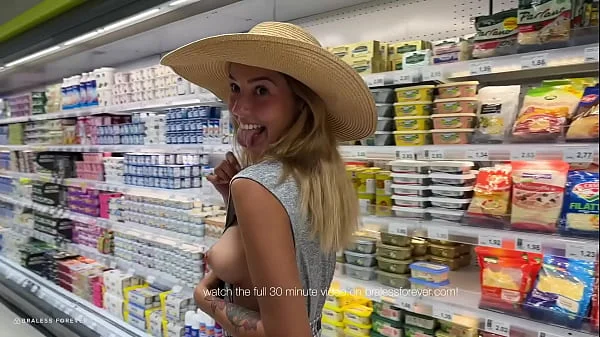 Agatha flashing all around the groceries and being naughty in public